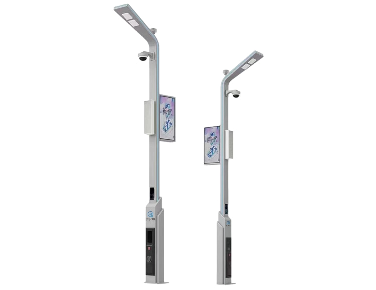 What role does the LED display play in the smart light pole?